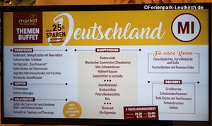 Speisekarte Market Dome Mittwoch – Center Parcs Park Allgäu, Foto Dez. 2018