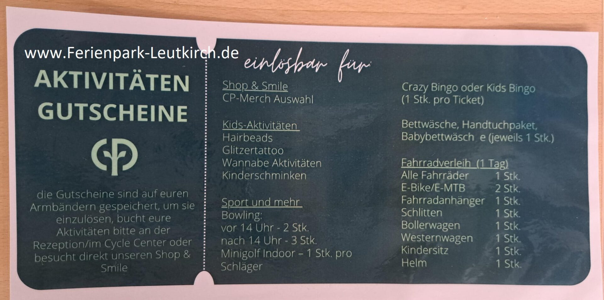Aktivitäten Gutscheine Center Parcs Allgäu Ferienpark Leutkirch September 2023